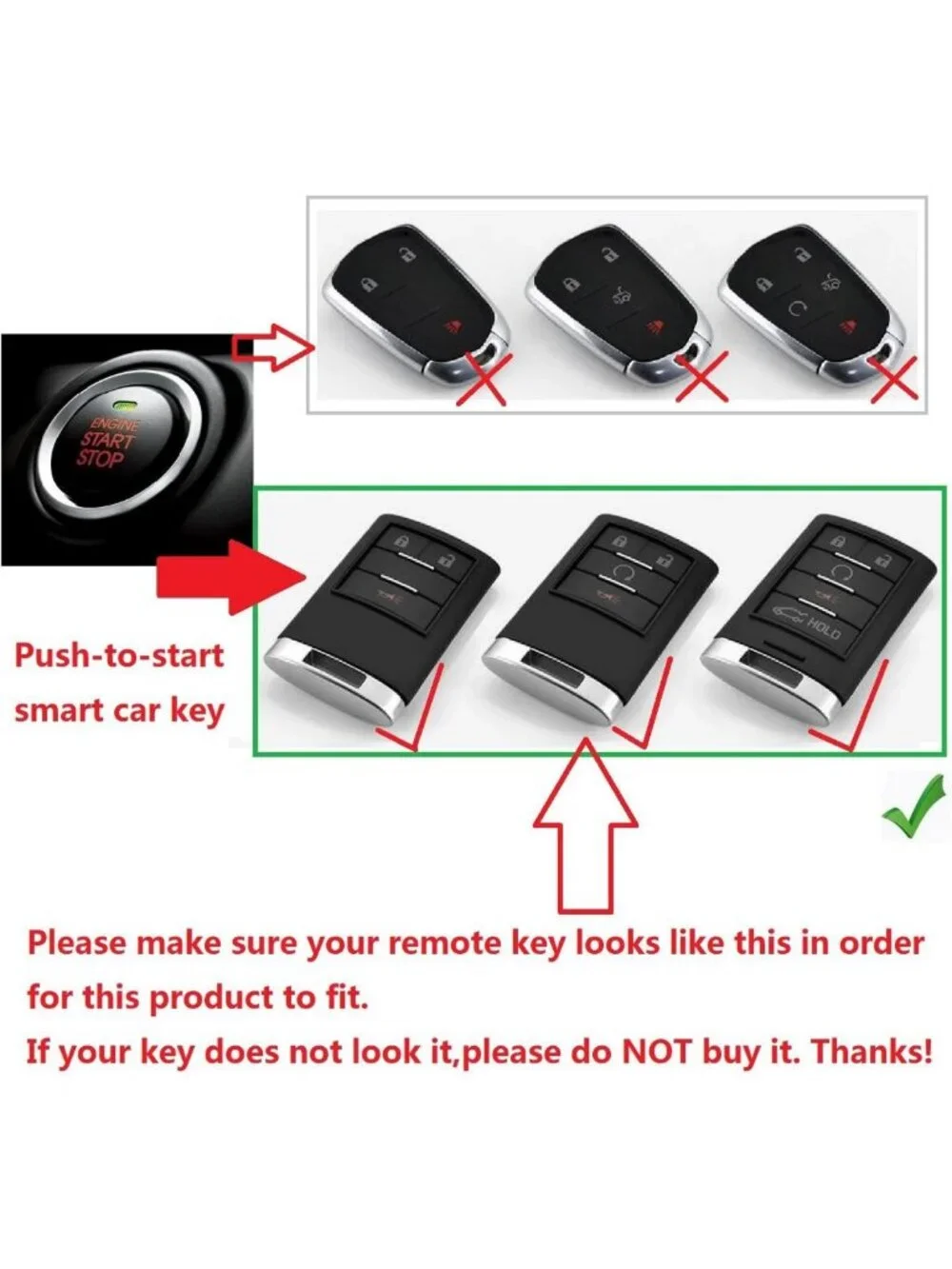 Sleek Carbon Fiber Key Fob Cover for Smart Car Remote - Red, Fits Chevy